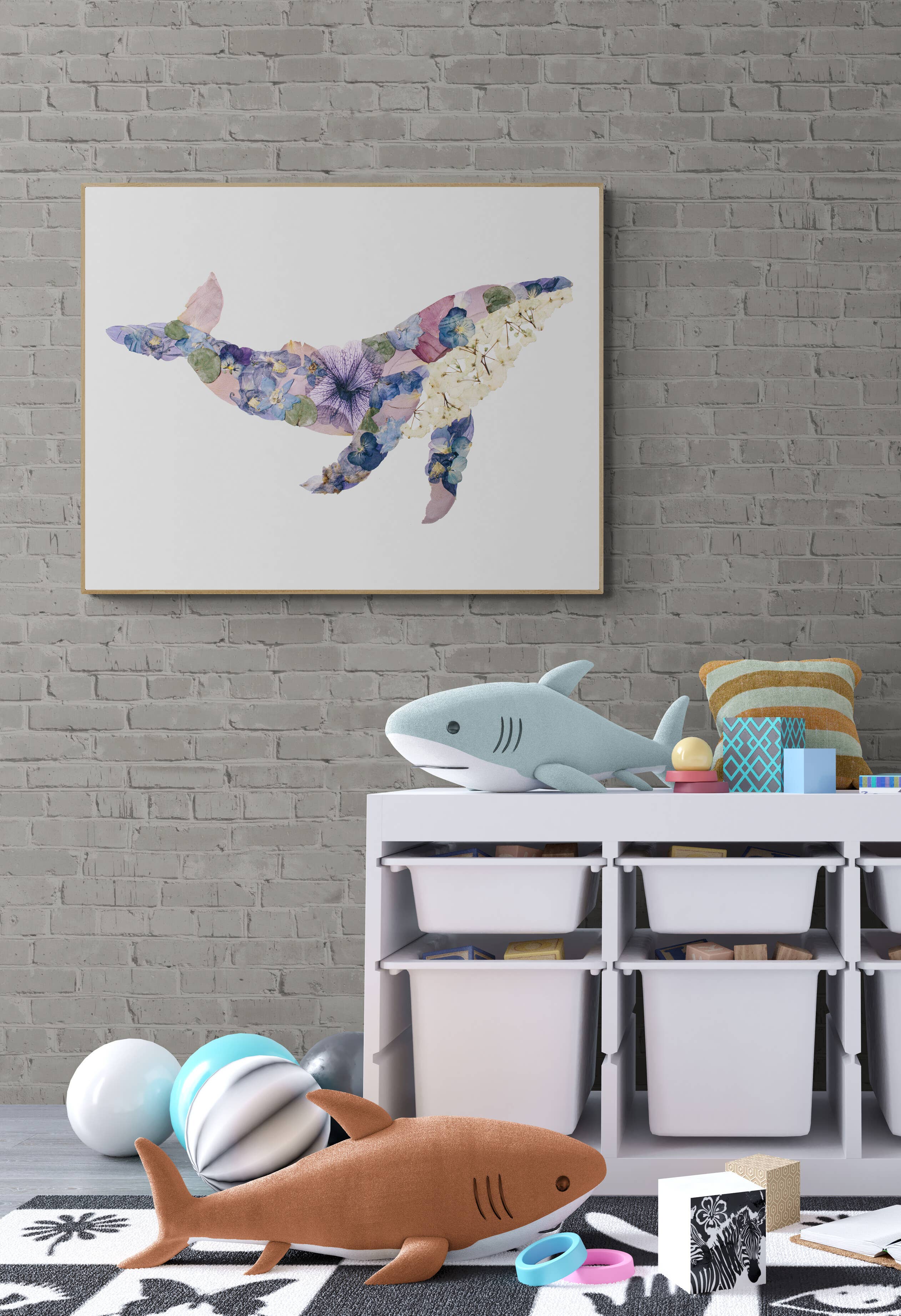 Humpback Whale Print | Pressed Flower Art