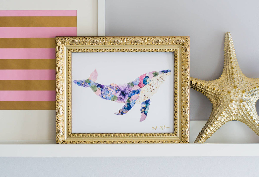 Humpback Whale Print | Pressed Flower Art