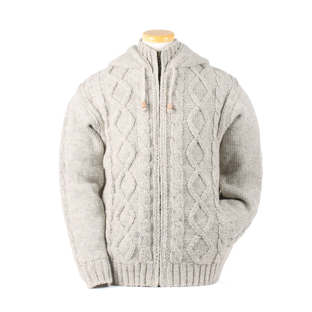 Ronan Wool Sweater with Full Zip and Cable Knit