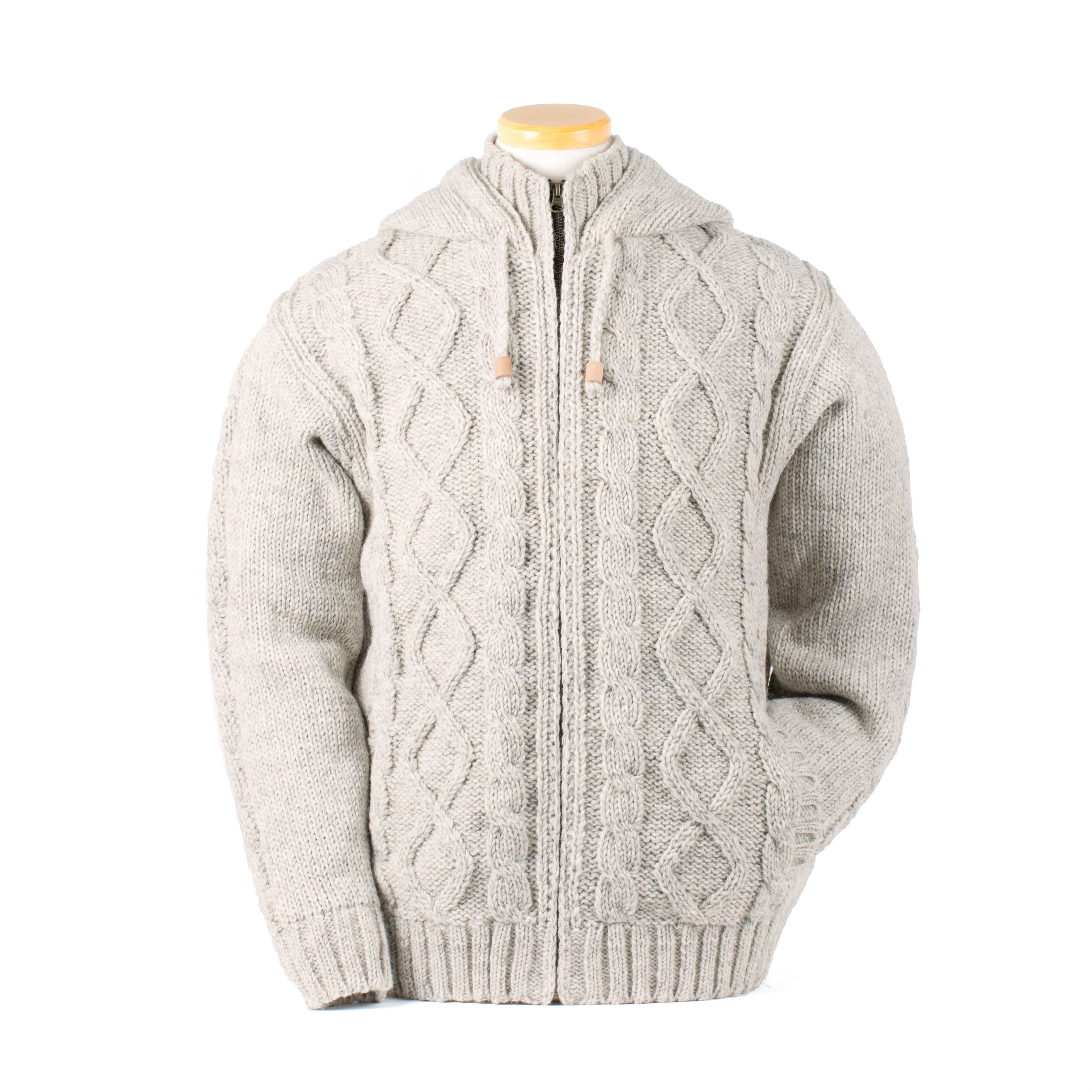 Ronan Wool Sweater with Full Zip and Cable Knit