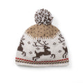 Yuletide Festive Wool Beanie Hat with Pom-Pom: Fawn