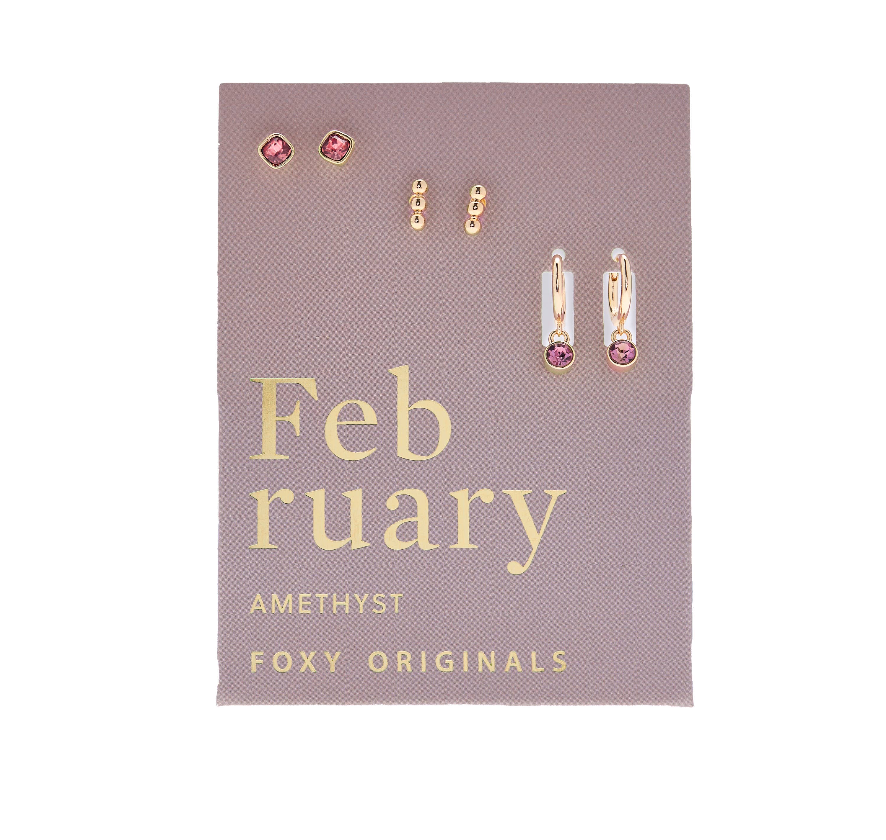 February Birthstone Stud + Huggie Hoop Earrings | Spring