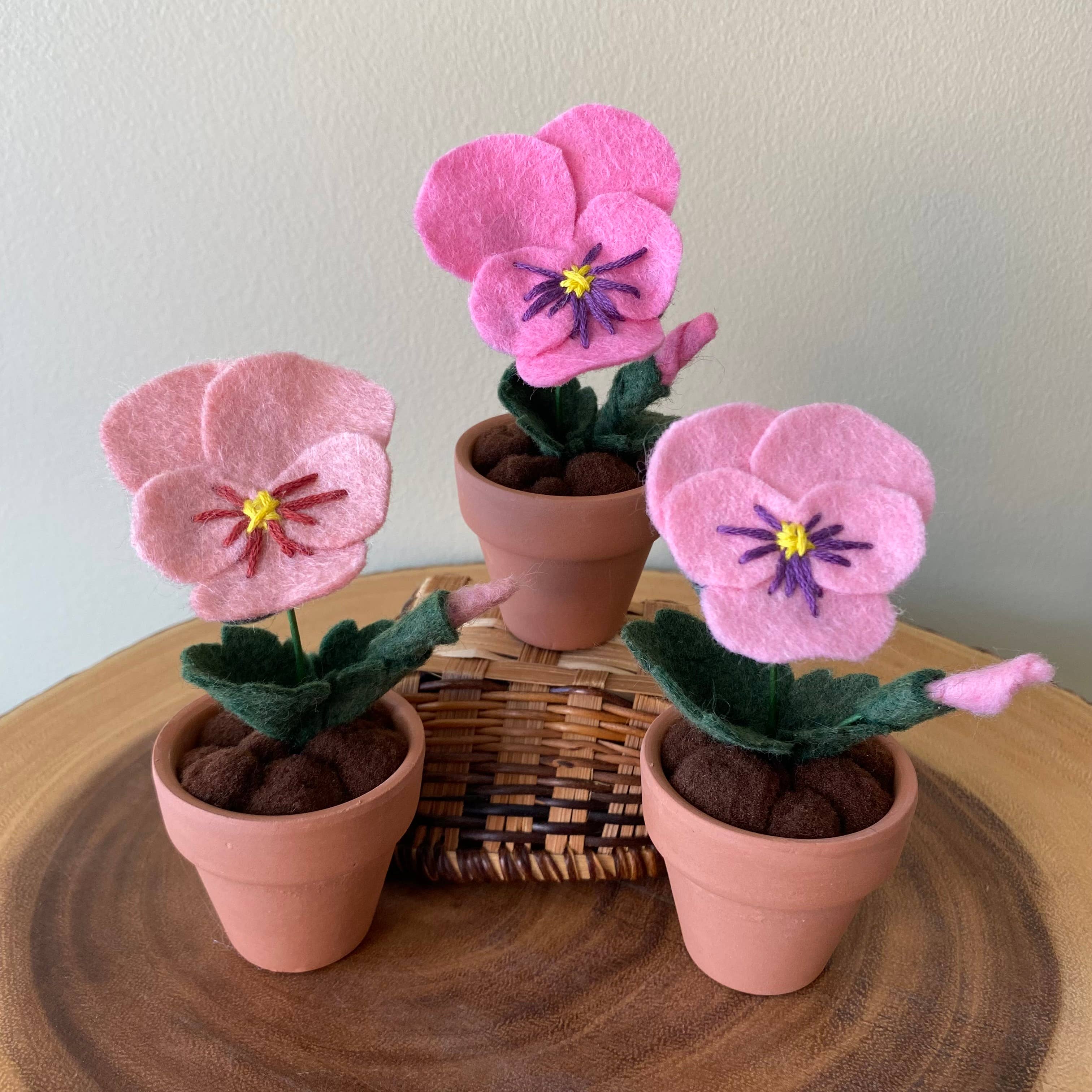Pansy Felt Forever Flower: Purple/Yellow