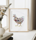 Chicken, Pressed Flower Art Print