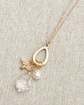Gold Freshwater Pearl Swarovski Crystal Bee Charm Necklace