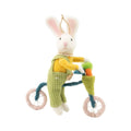 A23763: Felt bunny on bike ornament, 6 in