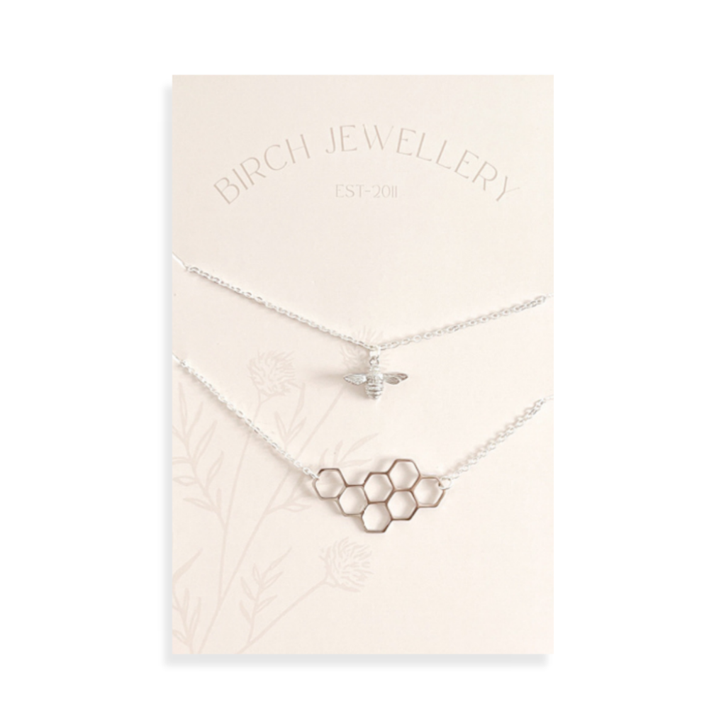 Bee & Honeycomb Necklace Set: Gold