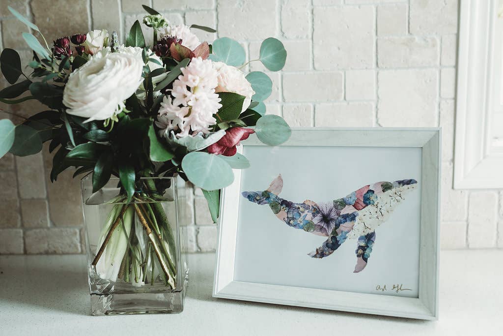 Humpback Whale Print | Pressed Flower Art