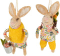 A12659: 2 Asst'd felt bunny orn, yellow vest, 5.25 in