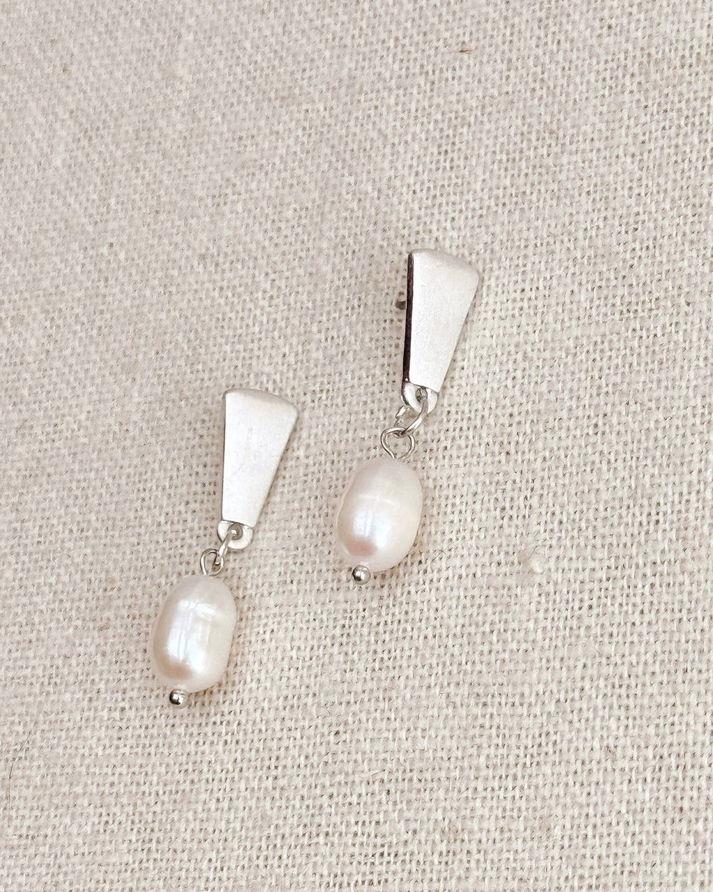 Minimalist Bar Pearl Drop Earrings