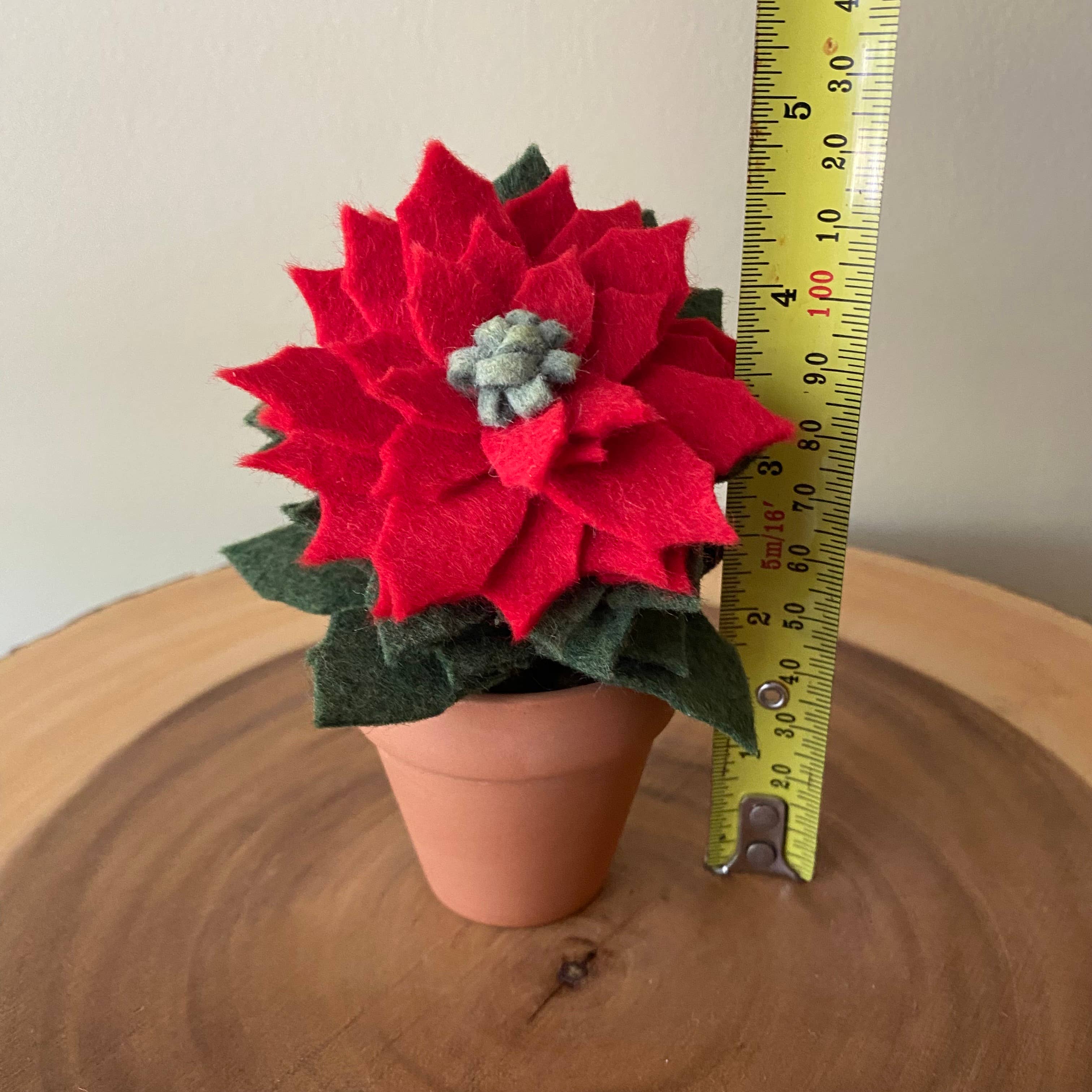 Christmas Mini Felt Poinsettia in Terracotta Pot