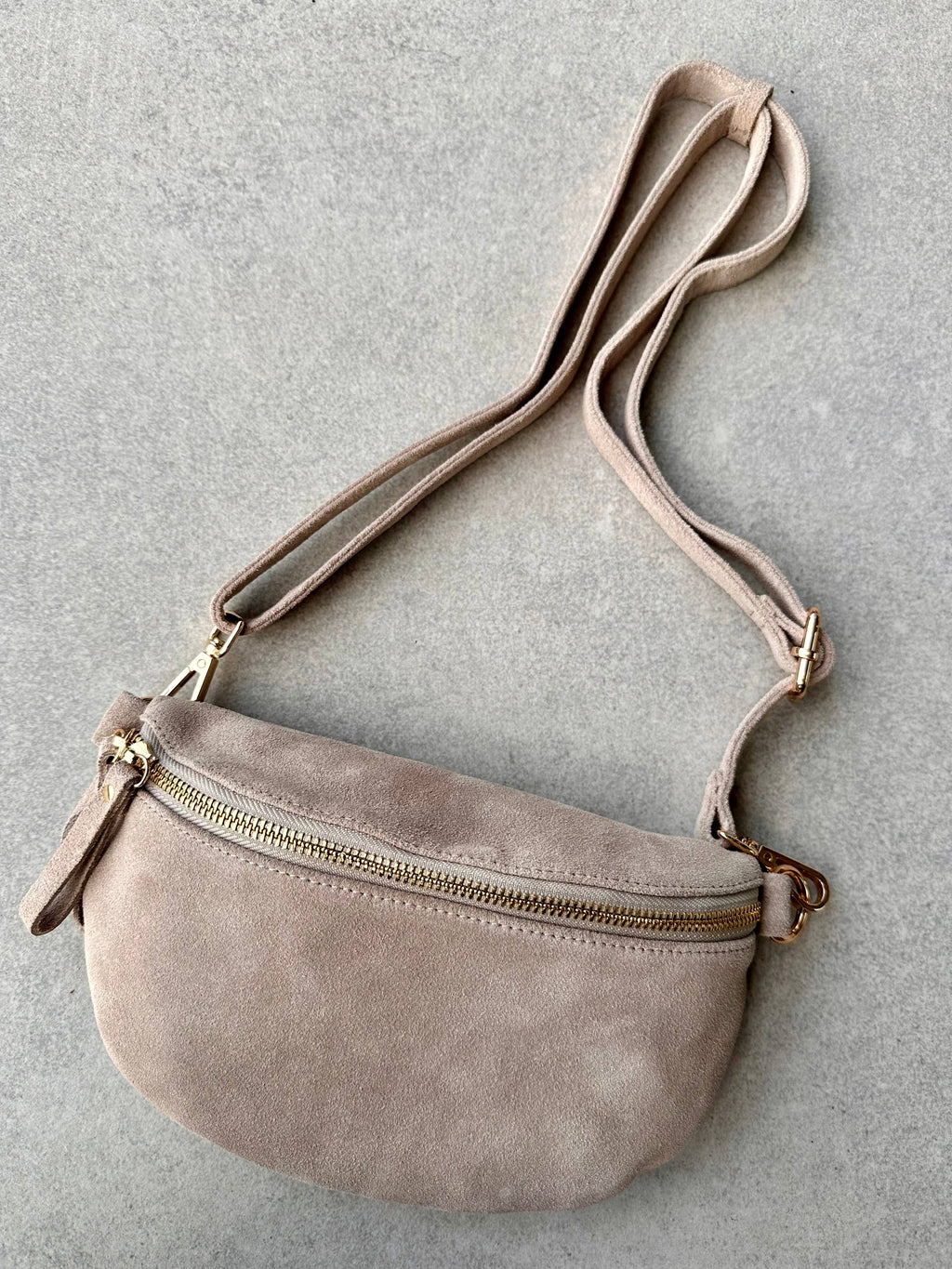 Suede bone crossbody bag