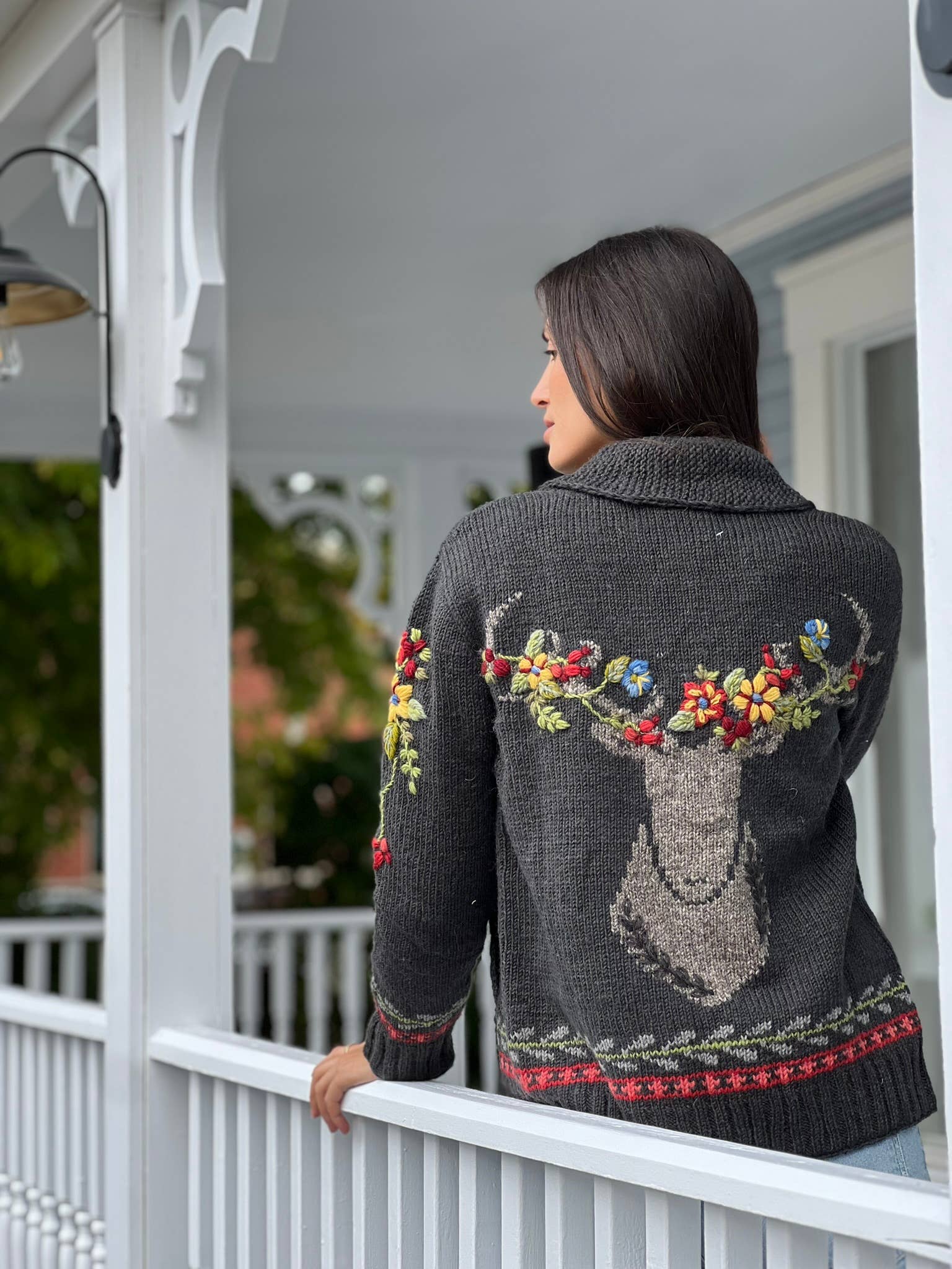Hartley Knit Sweater with Floral Antler Design