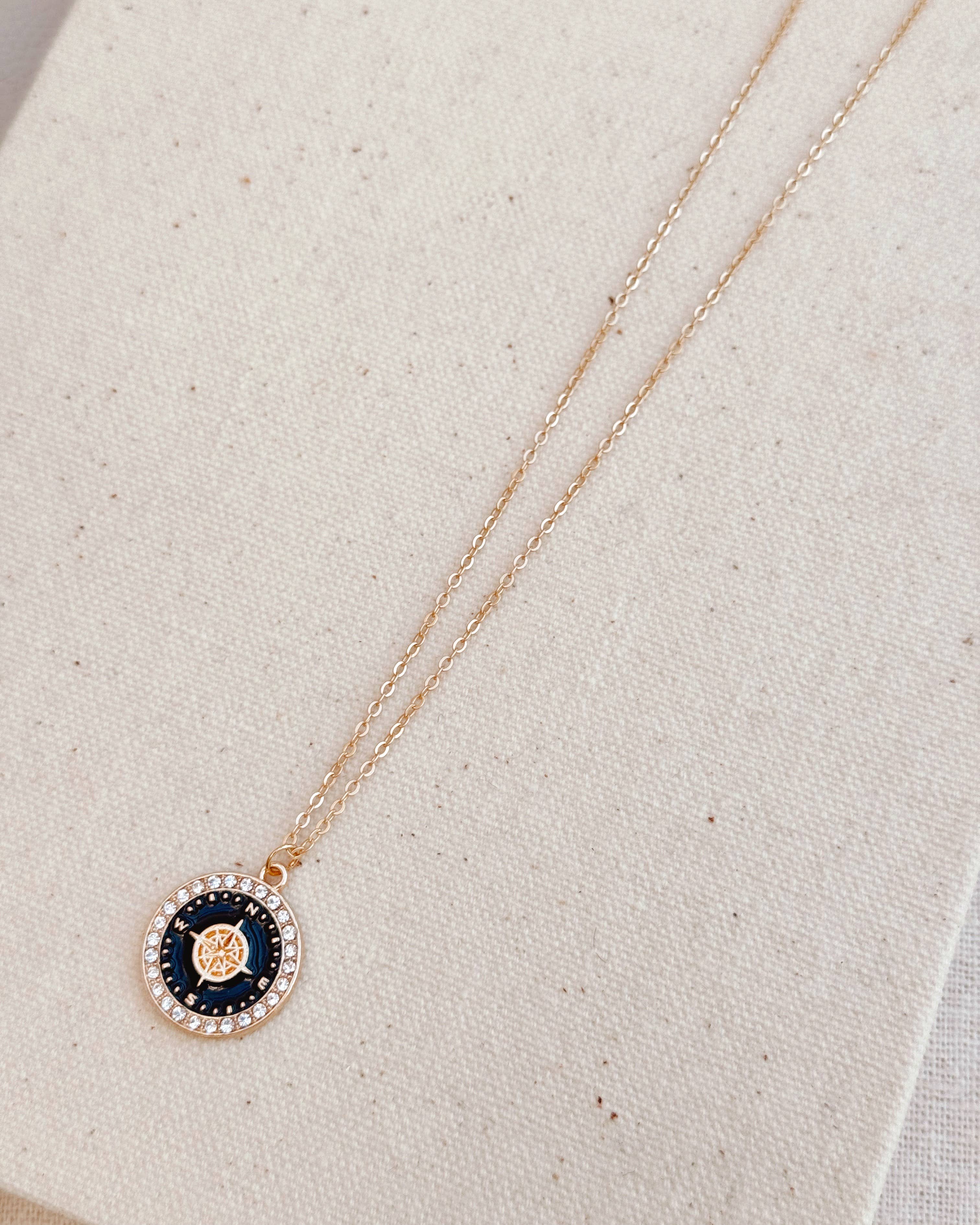 Double-Sided Compass Pendant Necklace