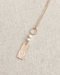 Two Tone Gold & Silver Pearl Heart Tag Necklace