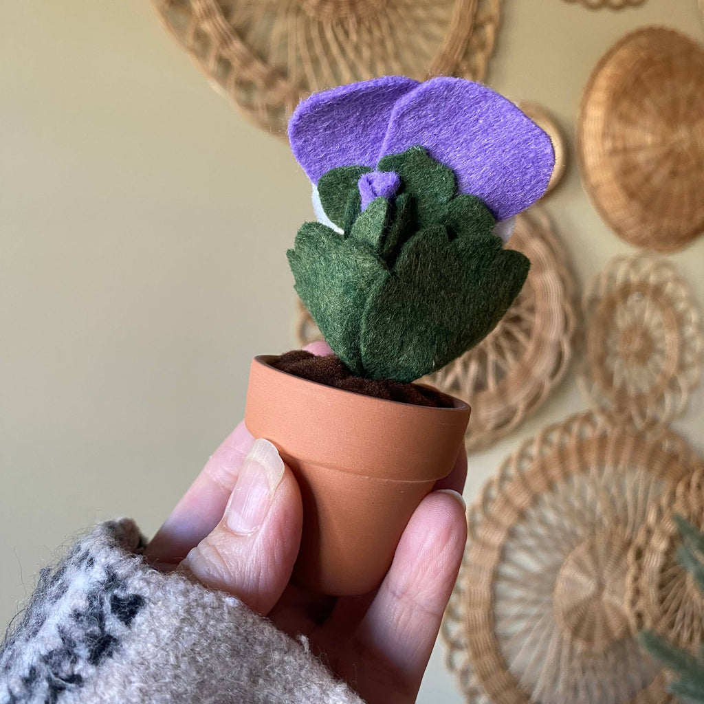 Pansy Felt Forever Flower: Purple/Yellow