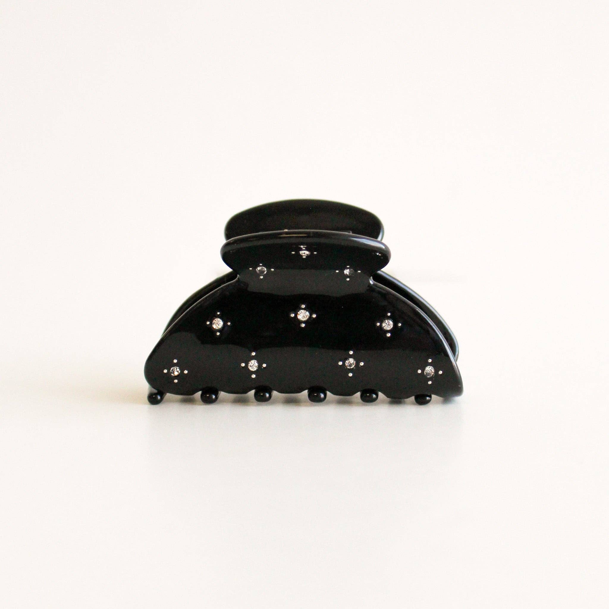 Claw Clip | Black with CZ Stones