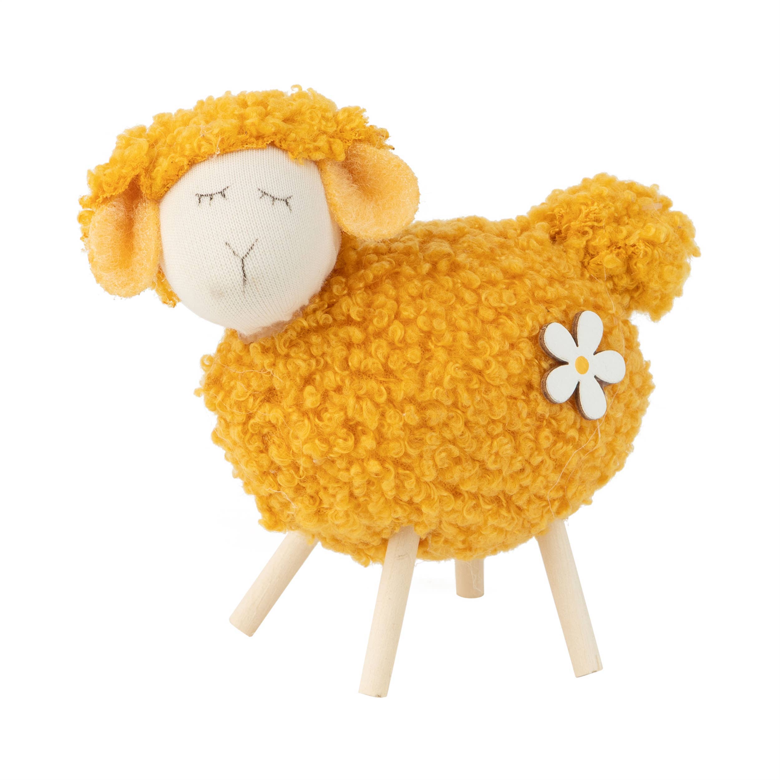 A21638: Fabric standing sheep TP, orange, 3.75 in