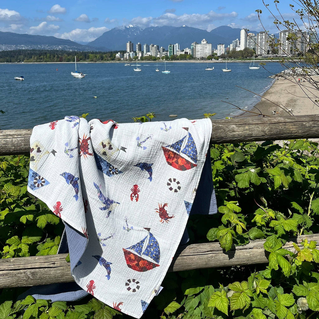 Open Ocean Cotton Baby Blanket