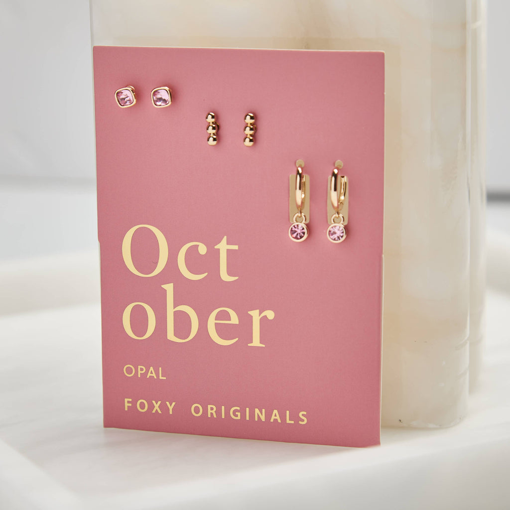 October Birthstone Stud + Huggie Hoop Earrings | Spring 2026