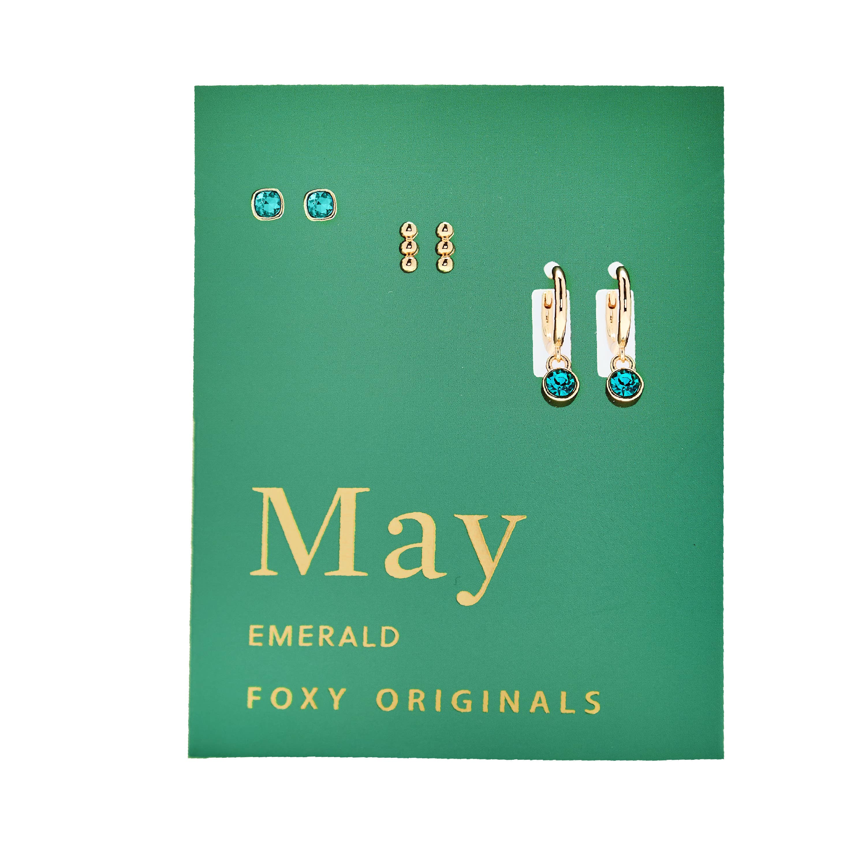 May Birthstone Stud & Huggie Hoop Earrings | Spring 2026