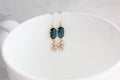 Blue Crystal Leaf Motif Earrings