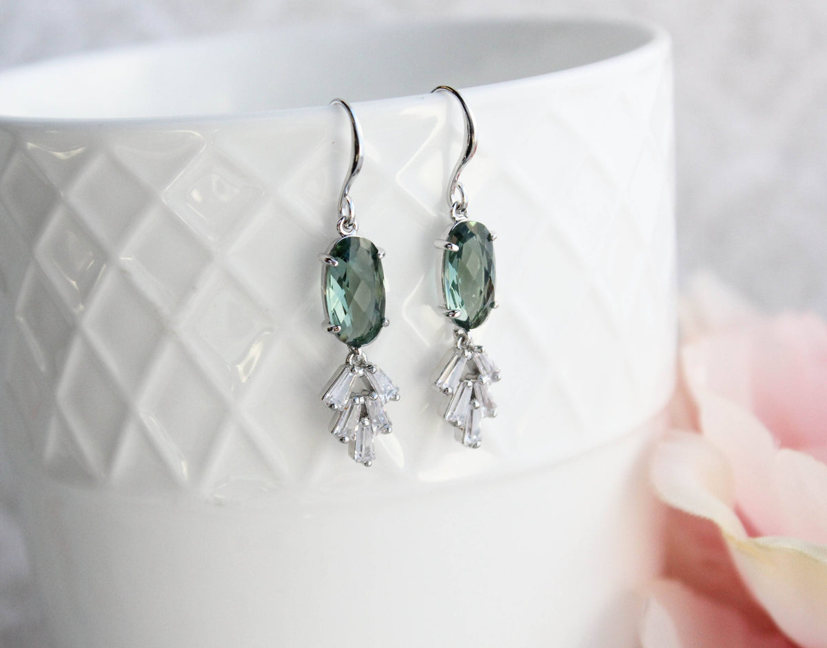 Art Deco Earrings | Sea Green