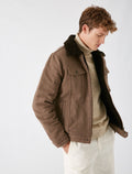 Sherpa Lined Trucker Jacket in Mink