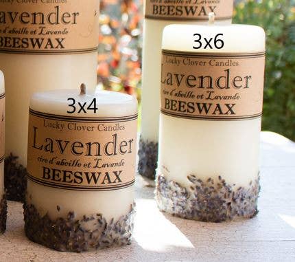 Pure Beeswax and Lavender Pillar Candle