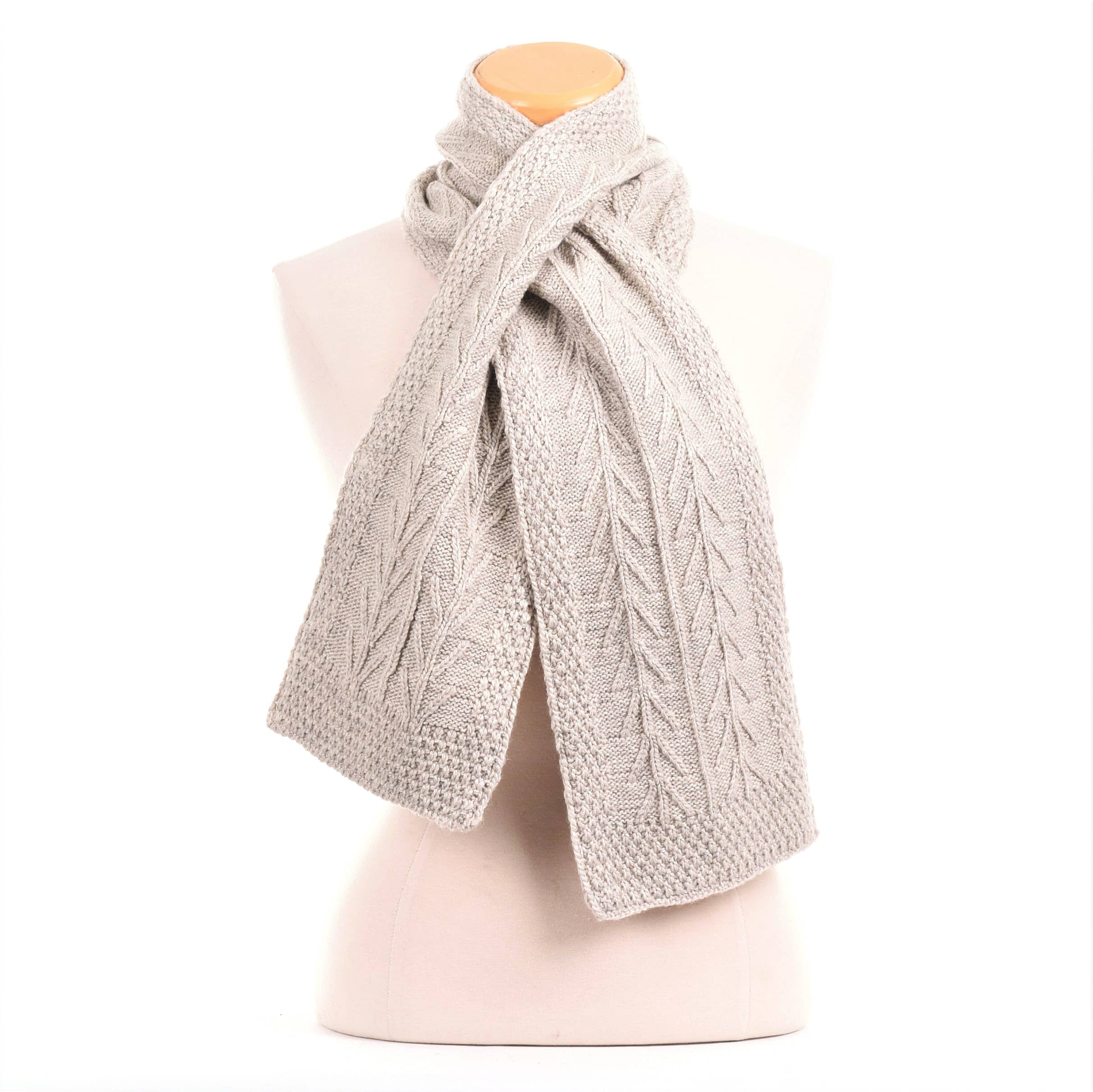 Willow Fleece lined Wool Knit Scarf: Oatmeal