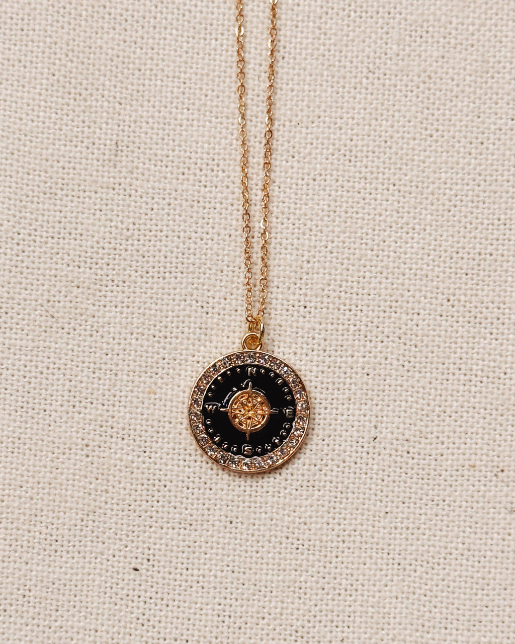 Double Sided Gold Compass Necklace