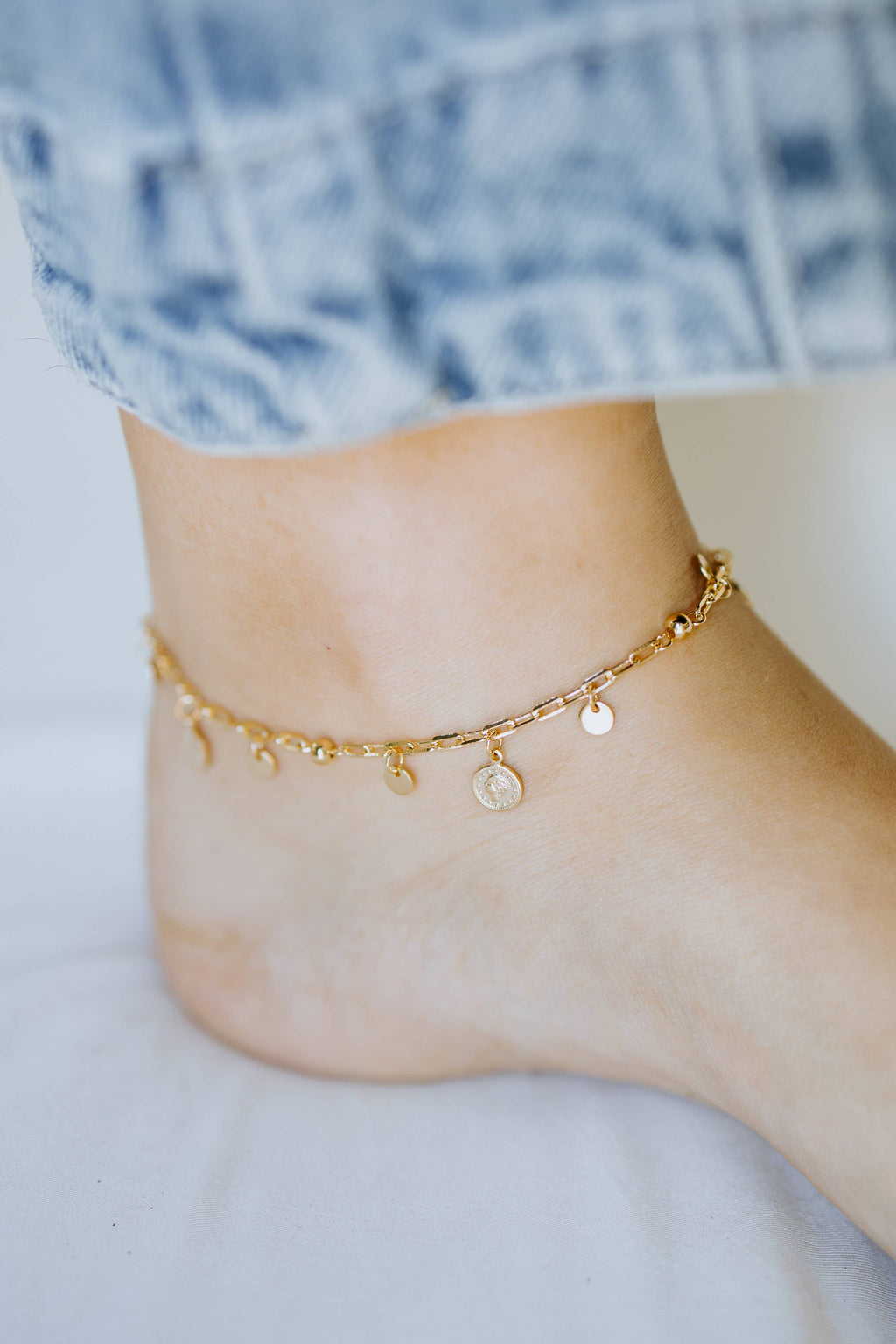 Gold Coin Charm Anklet