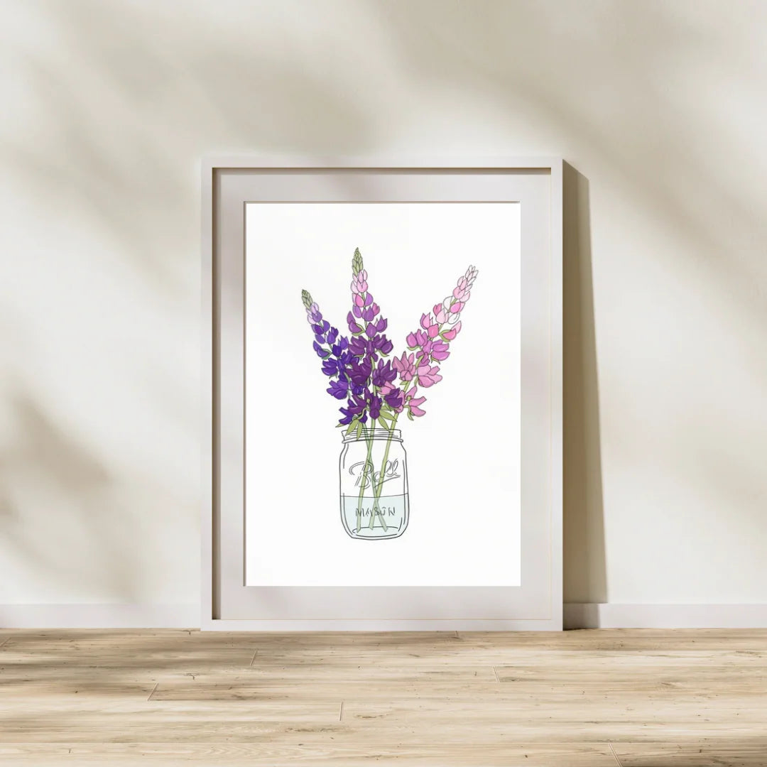 Lupins in a Jar Find Art Print