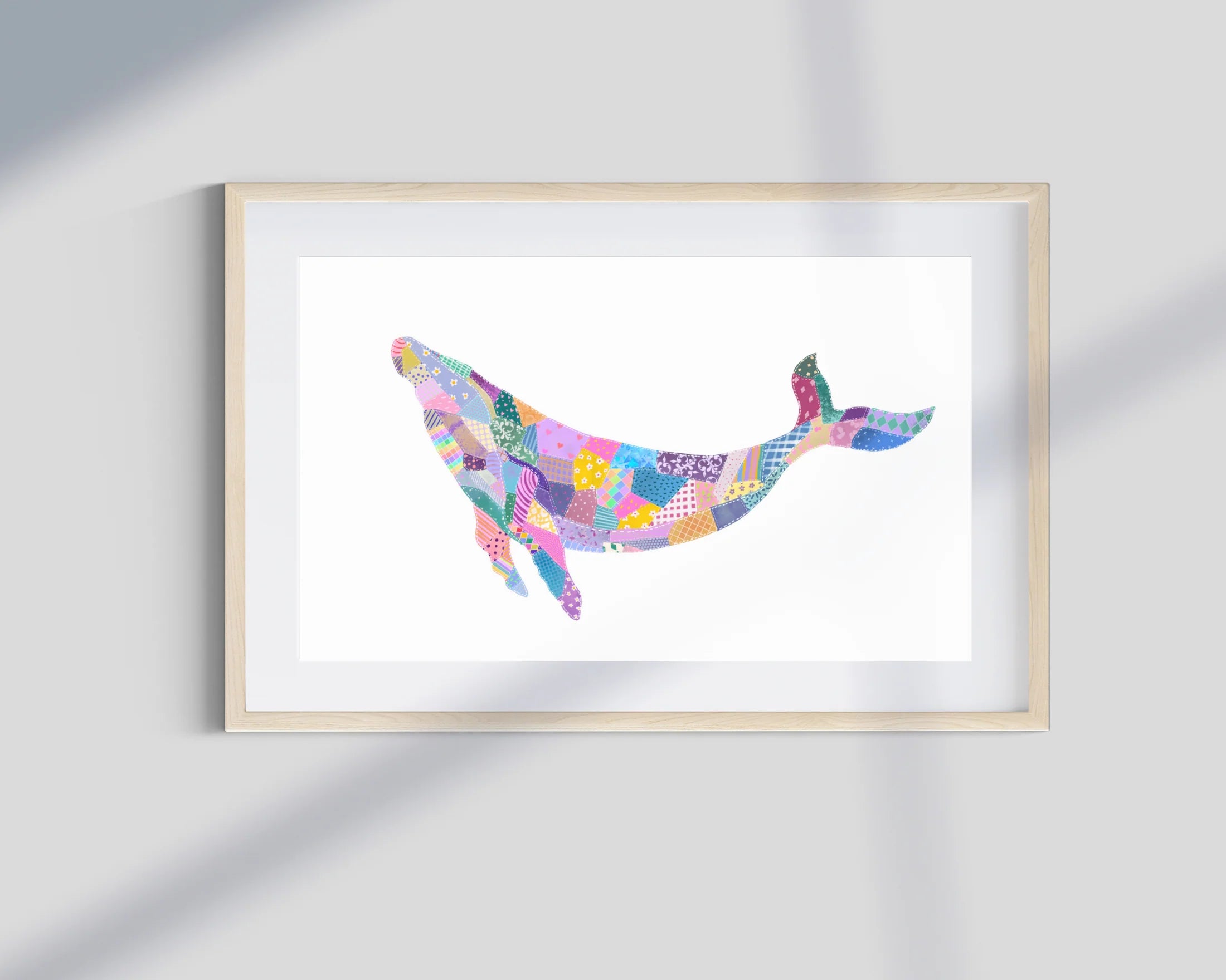 Patchwork Whale Fine Art Print